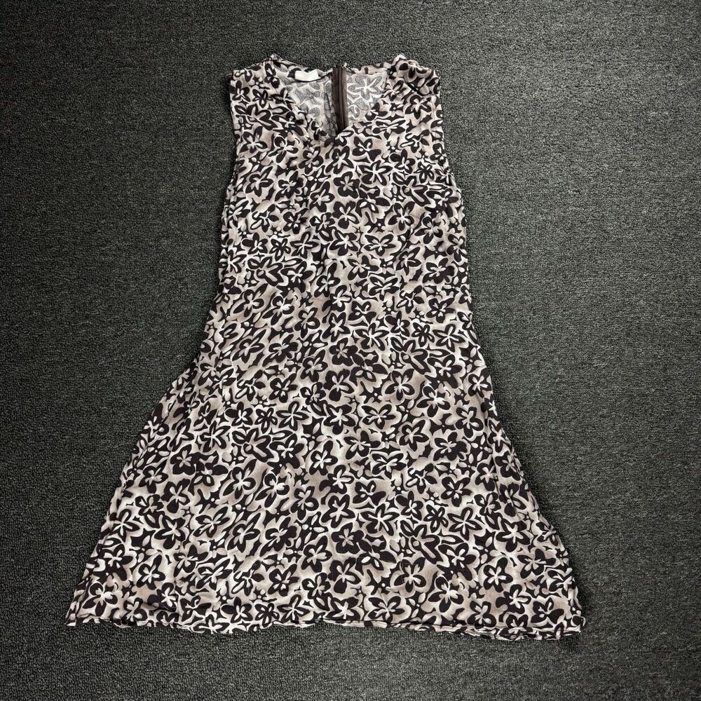 Wooden Ships of Hoboken Brown Floral Print A-line Dress Sz Large Y2K 90s Coastal